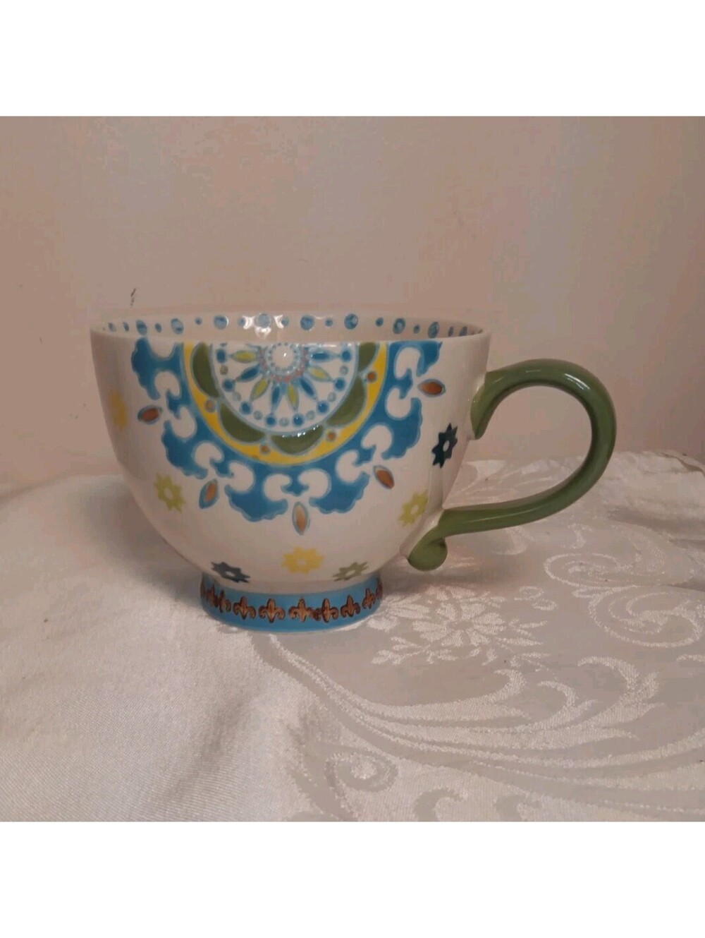 Artistic Accents 16oz Ceramic Coffee Mug White Floral Butterfly Microwave Safe